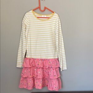 Hanna Andersson Striped Yellow and Pink Cotton Ruffle Dress